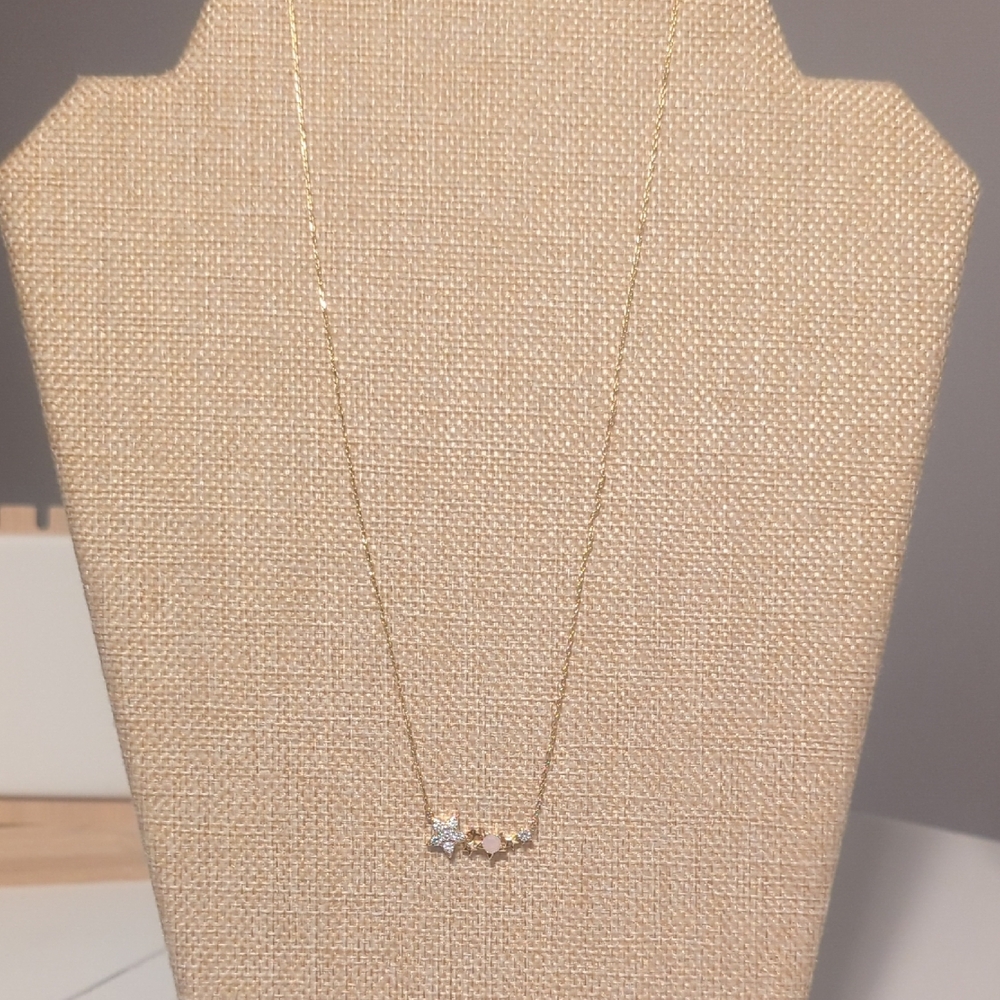 Origami Owl Gold Necklace with Pink and White Stars - Picture 4 of 5